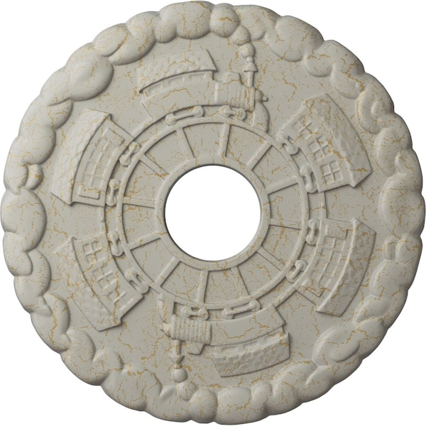 Ekena Millwork Kendall Train Station Medallion (Canopies up to 3 7/8"), 18 1/2"OD x 3 7/8"ID x 1"P, Pot of Cream CM18KDPCC - main